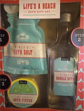 Lifes a Beach 3 Piece Bubble Bath Gift Set New Hallu Escape by Peyton
